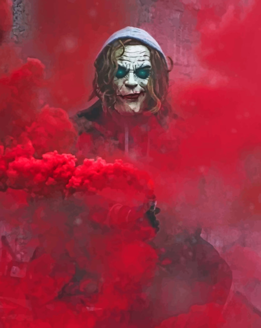 Joker And Red Smoke - Paint By Number - NumPaint - Paint by numbers