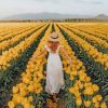 Lady In A Field Of Yellow Flowers paint by numbers