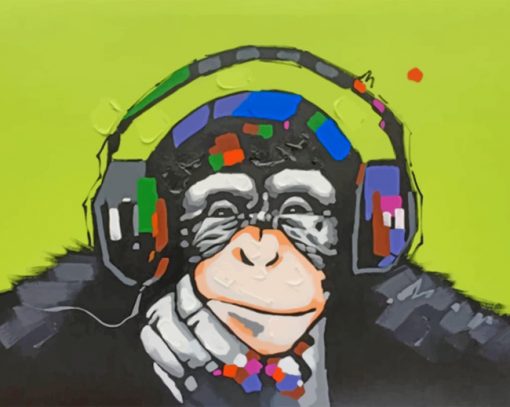 Monkey Wearing Headphones Paint by numbers