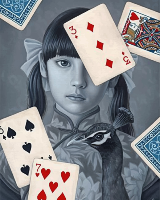 Monochrome Cards Girl paint by numbers