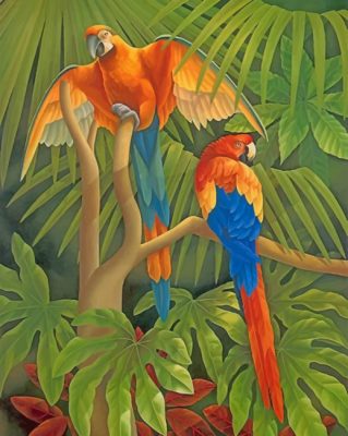 Orange And Blue Parrots - Paint By Number - Num Paint Kit