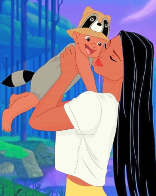 Pocahontas And Baby Paint by numbers