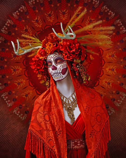 Red Skull Woman - Paint By Number - NumPaint - Paint by numbers