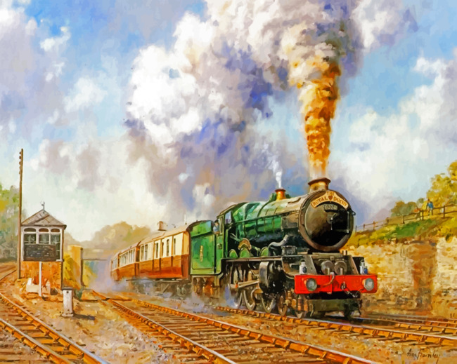 16x20Overnight Sleeper Steam Train PAINT BY NUMBERS Painting Kit Acrylic Frameless Paint by Number Landscape