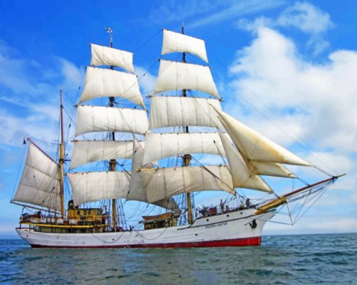 White Tall Ship paint by numbers