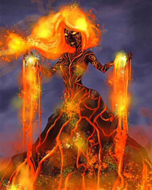 Volcano Woman - Paint By Number - NumPaint - Paint by numbers