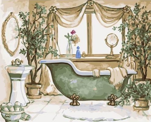Bathtub Bathroom - Paint By Number - Num Paint Kit