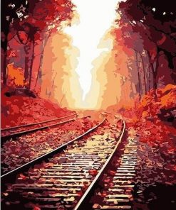 Railway In The Maple Forest paint by numbers