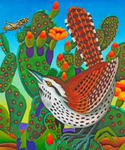 Cactus Wren Desert Bird IllustrationPaint by numbers