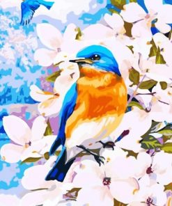 Blue Birds On Flower paint by numbers