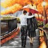 Couple Walking with Umbrella Piant by numbers