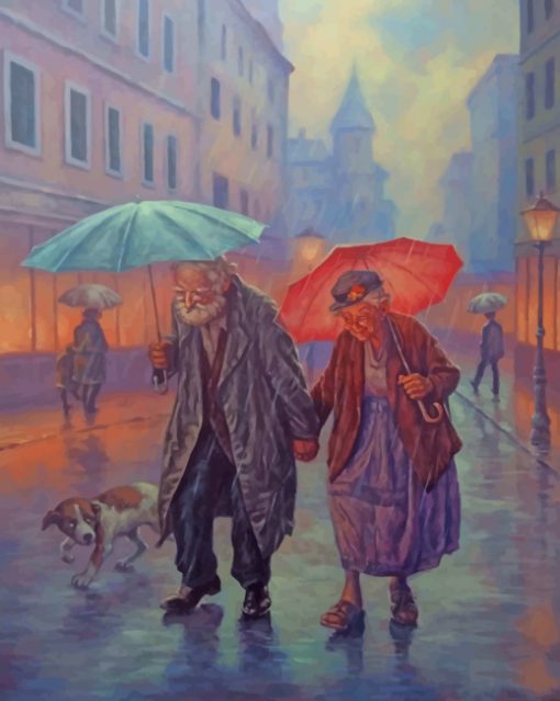 Old Couple In The Rain Old Couple In The Rain paint by numbers