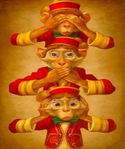 Three Wise Monkeys Paint by numbers