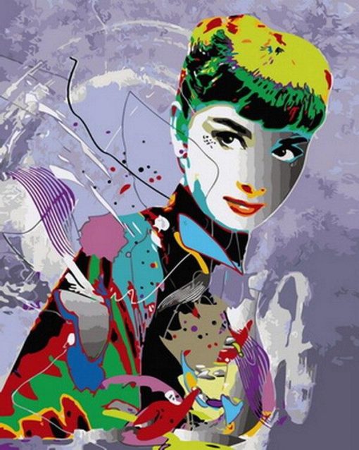 Multicolor Audrey Hepburn paint by numbers