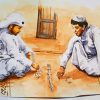 Qatari Men Playing paint by numbers