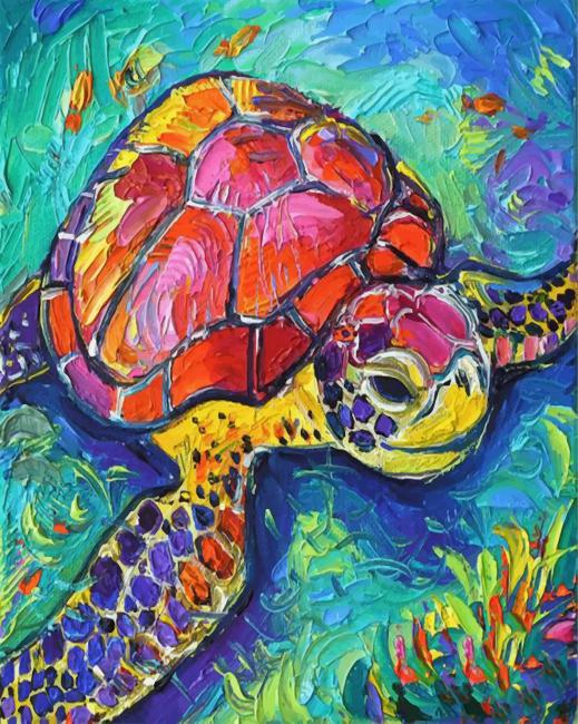 Abstract turtle paint by numbers