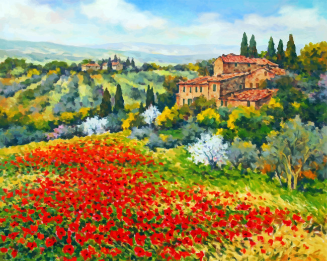 Abstract Tuscan Scene - Paint By Number - NumPaint - Paint by numbers