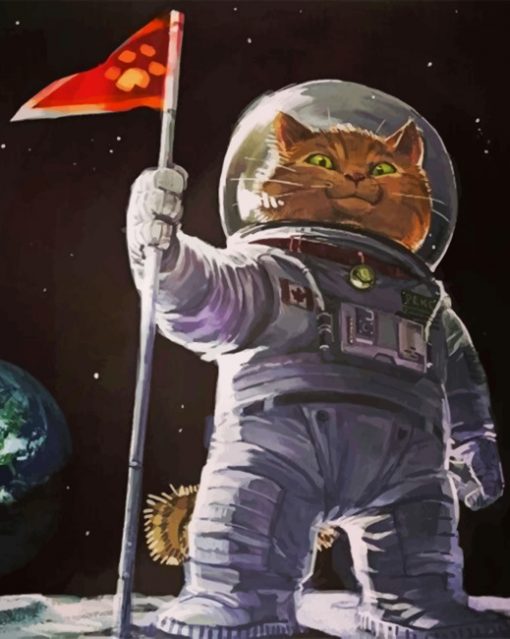 Aesthetic Astronaut Cat paint by numbers