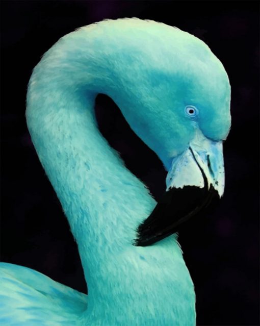 Aesthetic Blue Flamingo paint by numbers