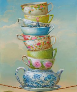 Aesthetic Teapot And Cups paint by nuumbers