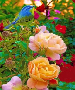 Beautiful Bird And Flowers Paint by numbers