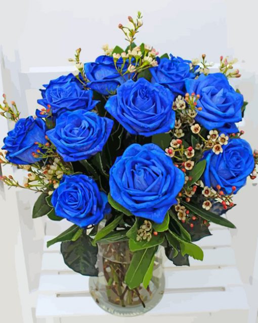 Bouquet Of Blue Roses Paint by number