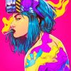 Aesthetic Colorful Woman Smoking paint by numbers