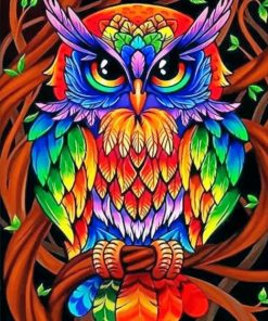 Abstract Colorful Owl Paint by numbers