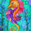 Colorful Seahorse Piaint by numbers
