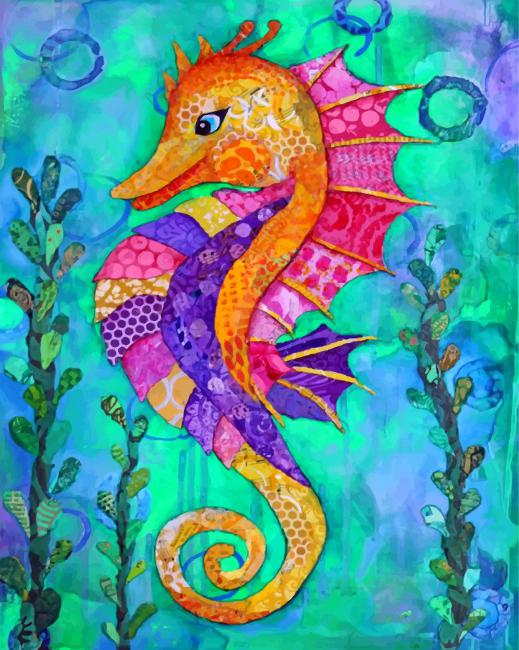 Colorful Seahorse Piaint by numbers