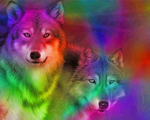 Colorful Wolves Piant by numbers