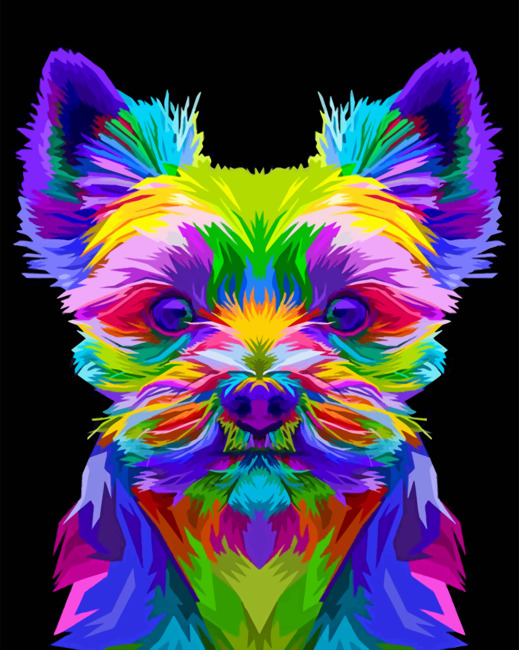 Colorful Yorkshire Terrier paint by numbers
