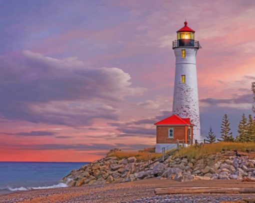 Aesthetic Crisp Point Lighthouse Paint by numbers