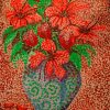 Red Flowers Pointillism Paint by numbers