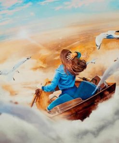 Girl Flying With Birds Paint by numbers