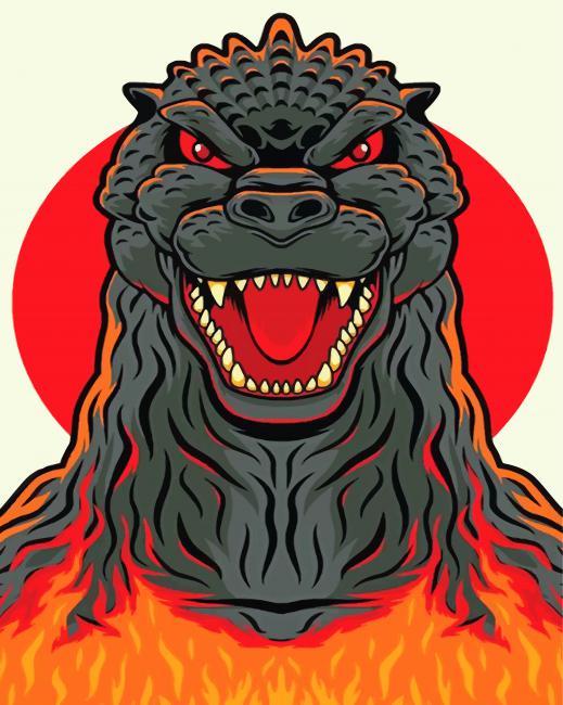 Godzilla Illustration - Paint By Number - NumPaint - Paint by numbers