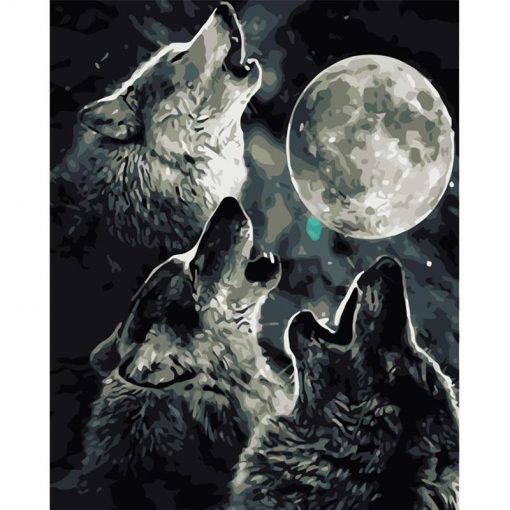 Wolves Howling At The Moon Paint by numbers