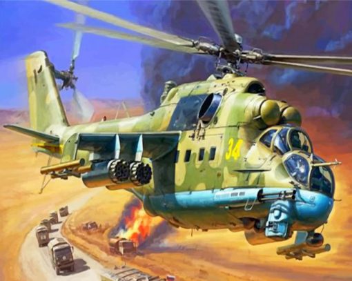 War Helicopter paint by numbers
