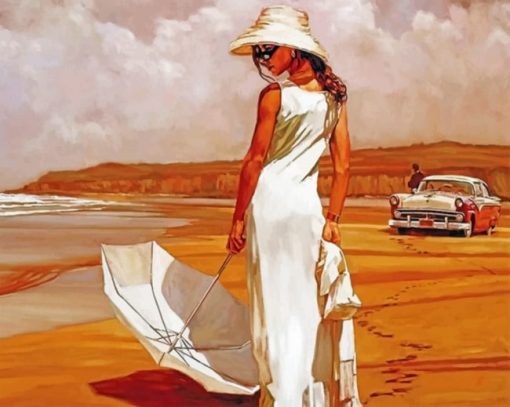Woman With A White Dress paint by numbers