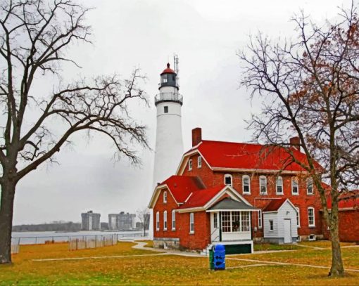 Fort-Gratiot-Lighthouse-paint-by-numbers