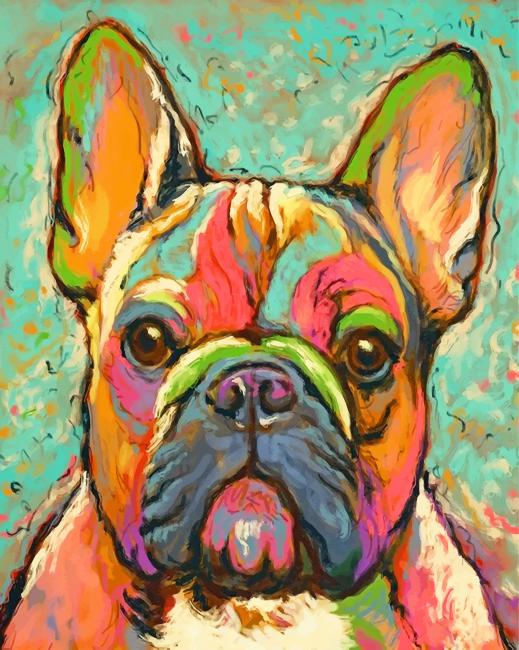 Colorful French Bulldog Easy Paint by Numbers Kit for Adults Free Shipping  From California, USA 