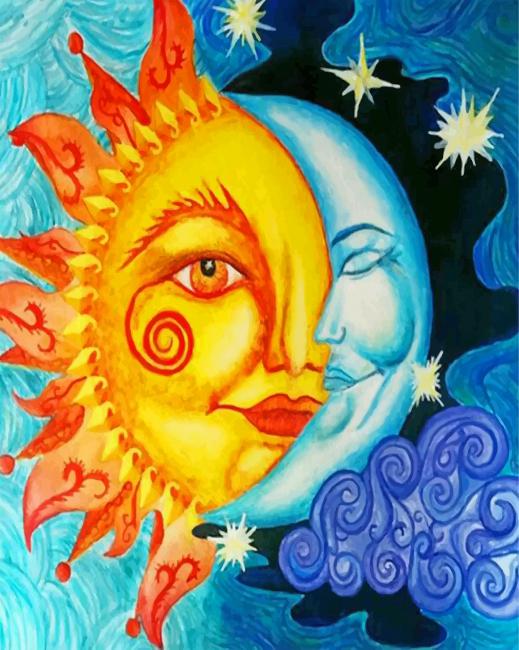 Aesthetic Sun And Moon Paint By Number Numpaint Paint By Numbers