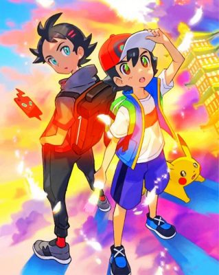 Ash And Gou Pokemon - Paint By Number - Num Paint Kit