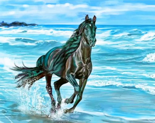 black-horse-on-beach-paint-by-number