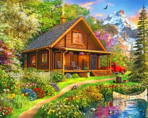 cabin-by-lake-paint-by-numbers