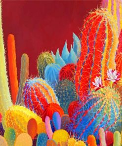 Colorful Cactus paint by numbers