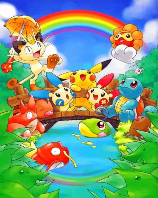 Cute Pikachu And His Friends paint by numbers