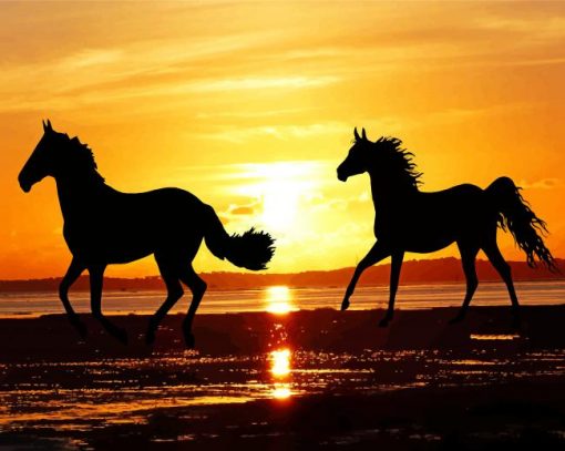 horses-on-beach-silhouette-paint-by-number