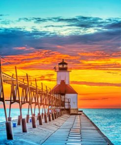 Lighthouse Sunset paint by nulmbers