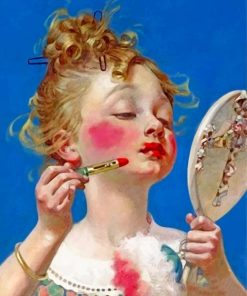 little-girl-doing-make-up-norman-rockwell-paint-by-number